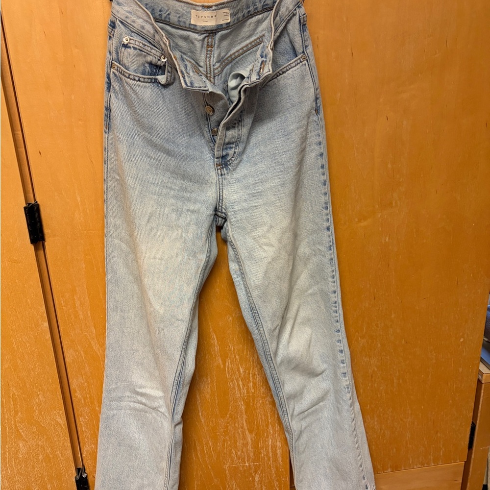 Topshop Light Blue Straight Leg Jeans